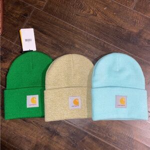 Carhartt Beanie Hat Set - Green, Marled Green/Yellow, Blue